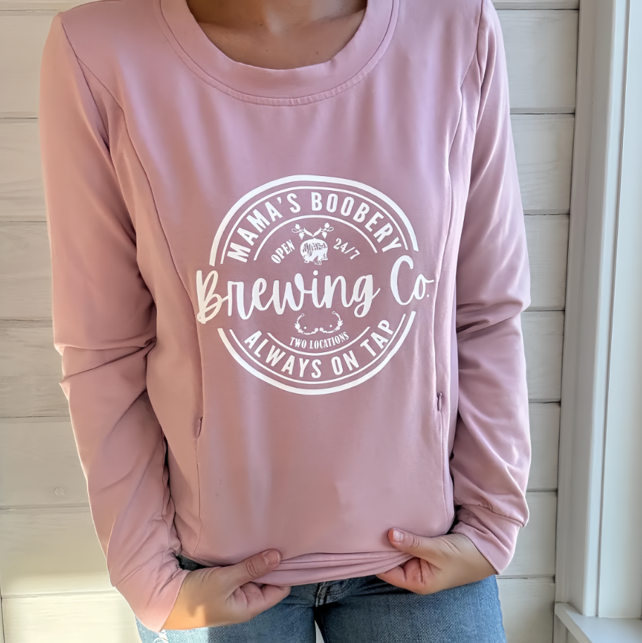 Funny Mama Boobery Brewing Co. Breastfeeding Sweatshirt