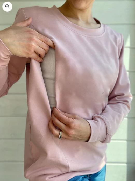 Pink Santa Retro Christmas Nursing Sweatshirt-LullabMommy