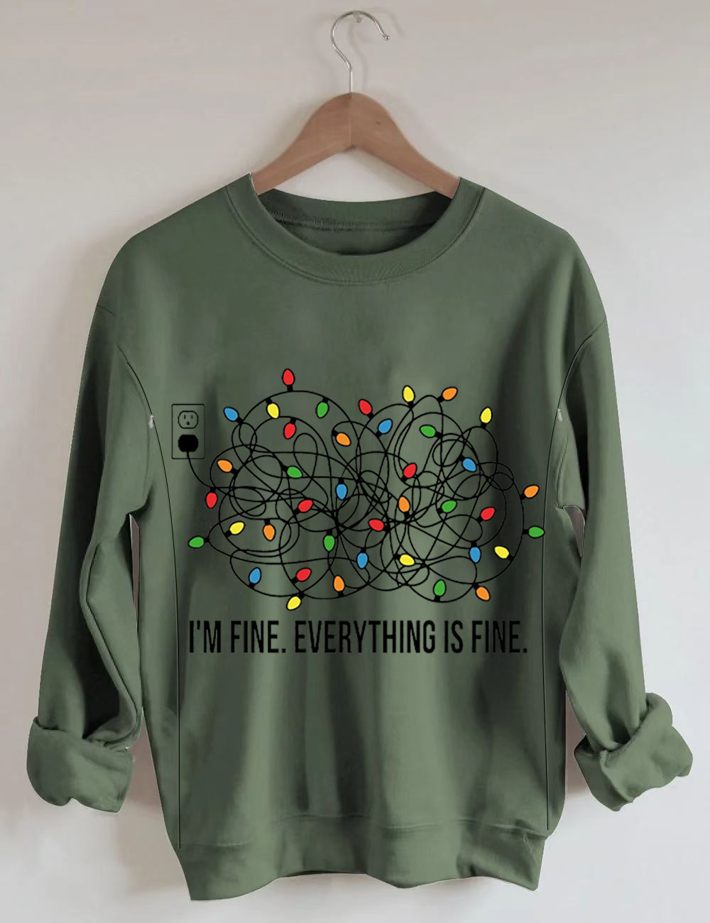 I'm Fine Everything Is Fine Christmas Nursing Sweatshirt-LullabMommy
