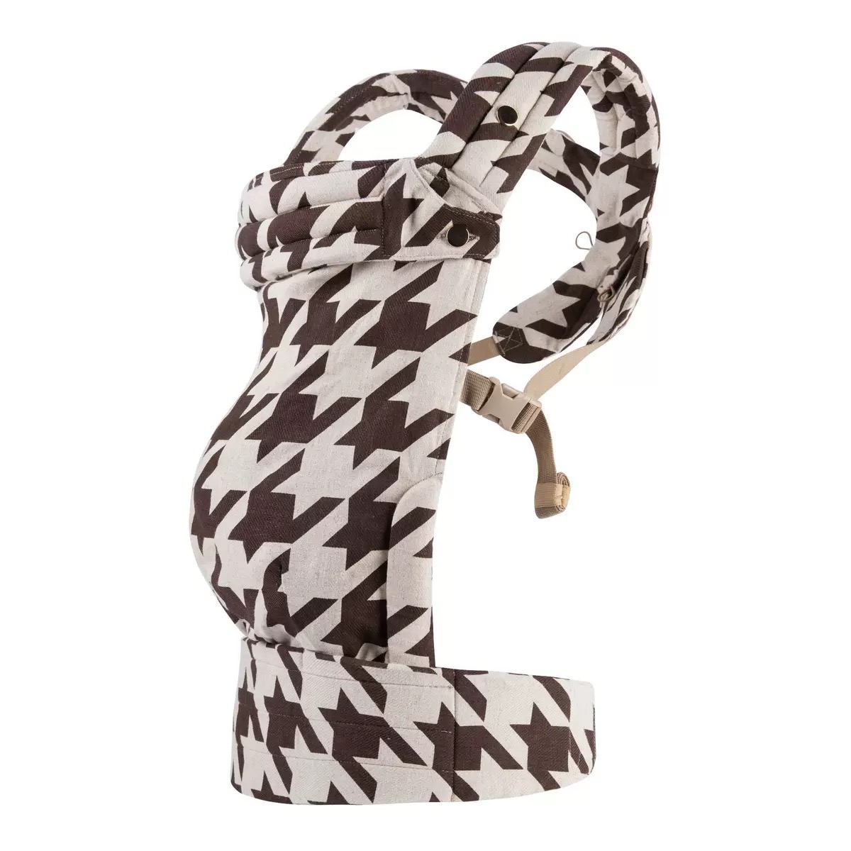 Dark Khaki Houndstooth Cotton Linen Baby Carrier