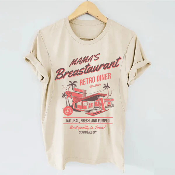 Mama's Breastaurant Breastfeeding Retro T-shirt-LullabMommy