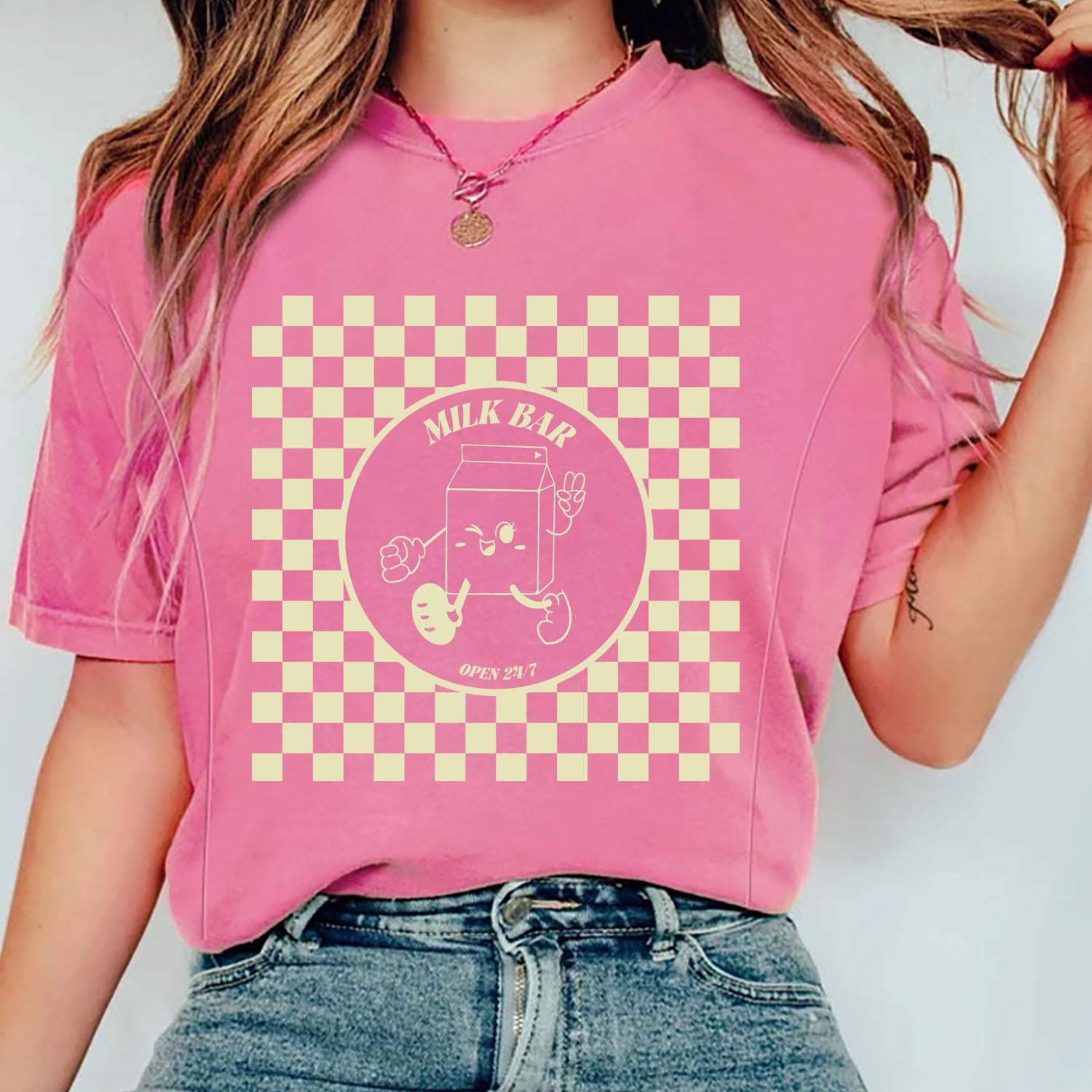 Checkered Milk Carton Nursing Tee