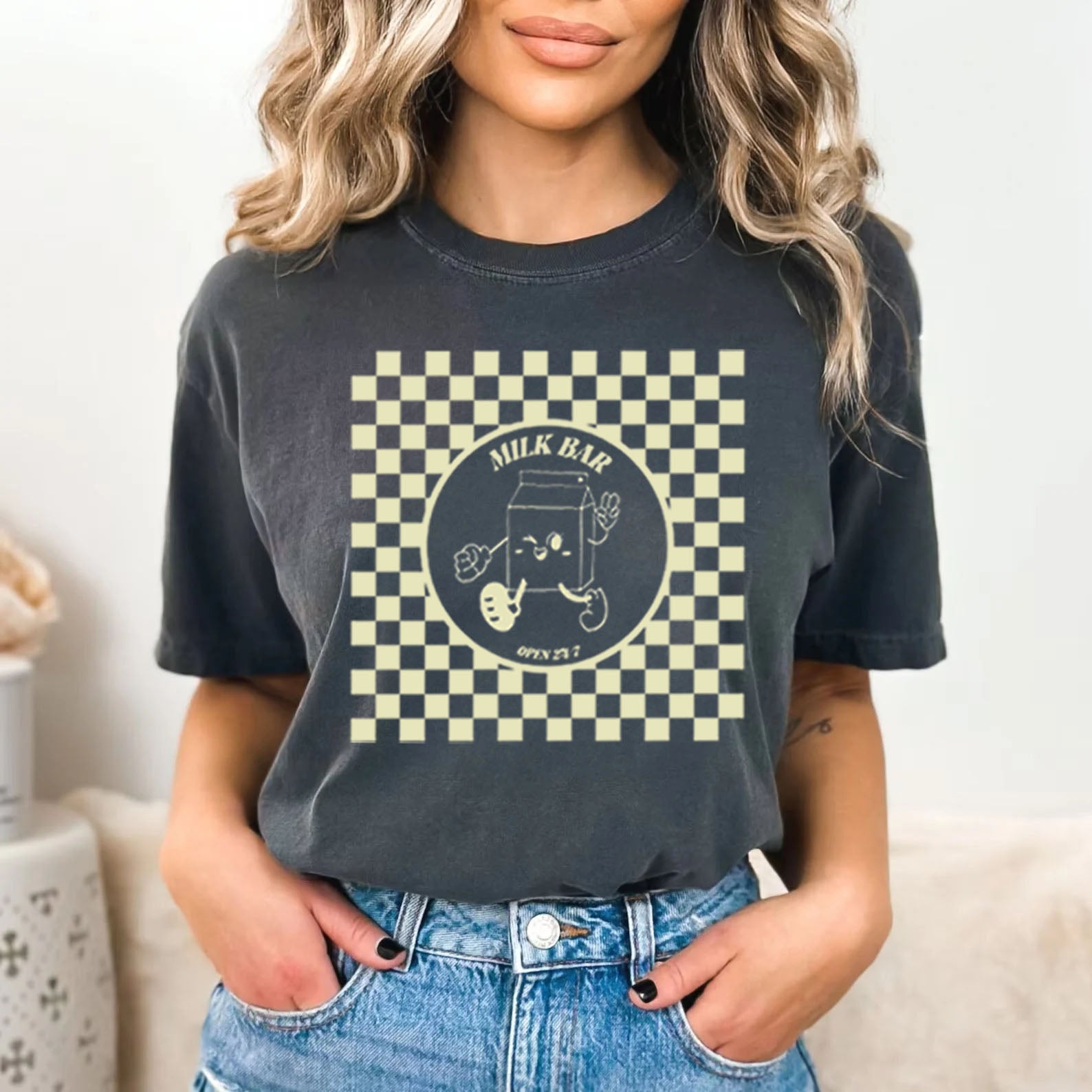 Checkered Milk Carton Nursing Tee