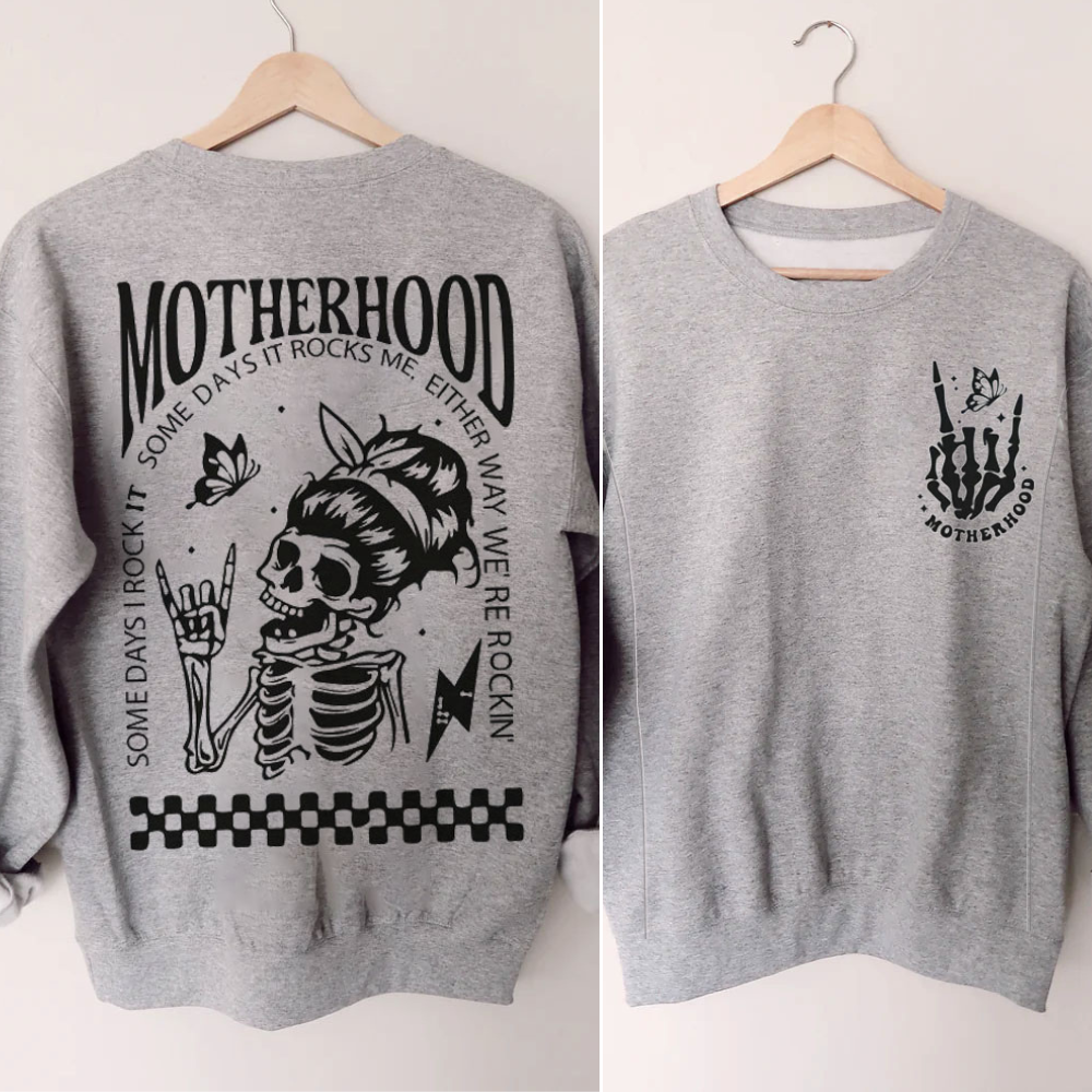 Motherhood Sometimes I Rock It Sometimes It Rocks Me Nursing Sweatshirt-LullabMommy