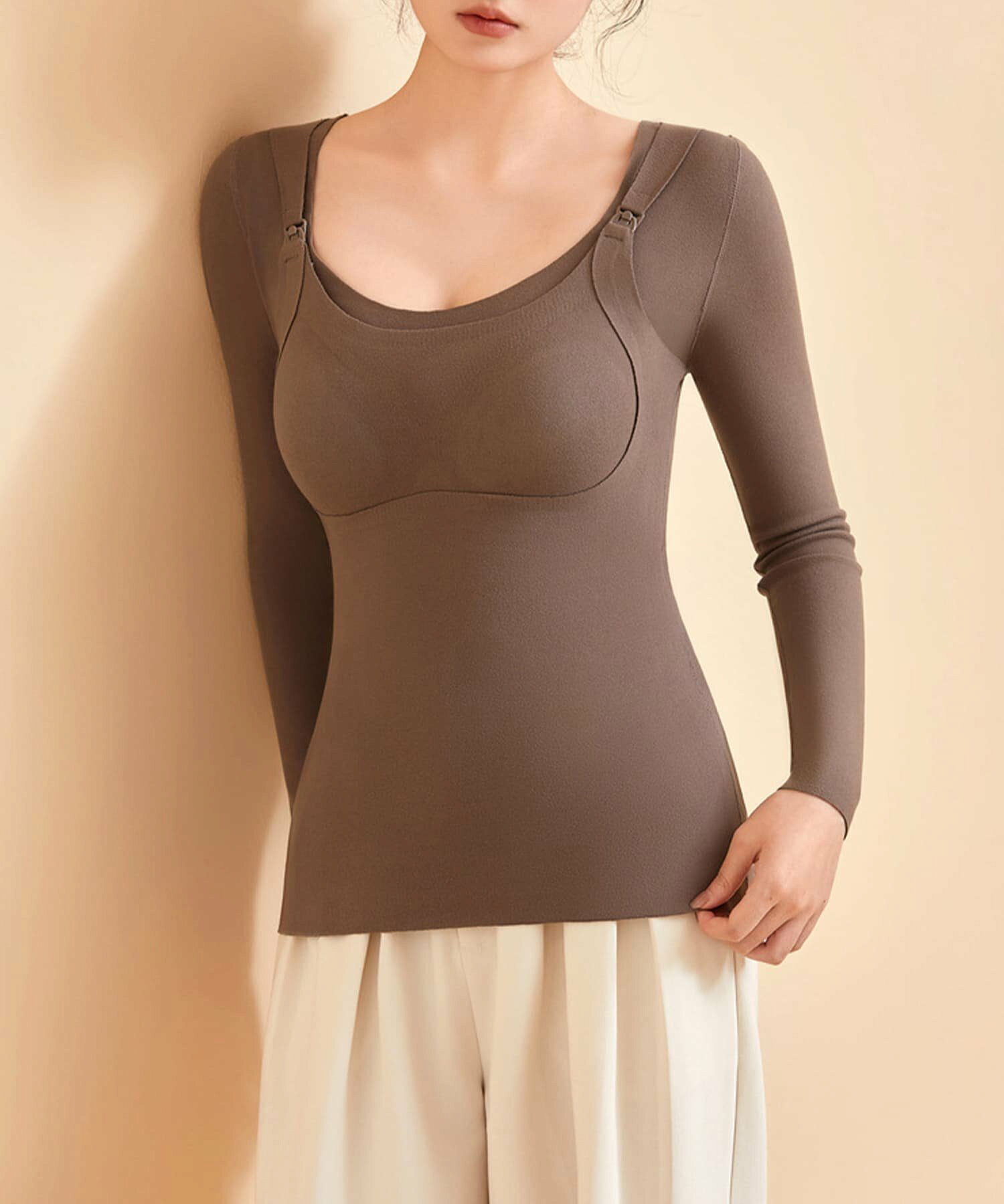 Long Sleeve Nursing Top With Bra