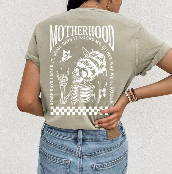 Motherhood Sometimes I Rock It Sometimes It Rocks Me Nursing T-shirt-LullabMommy