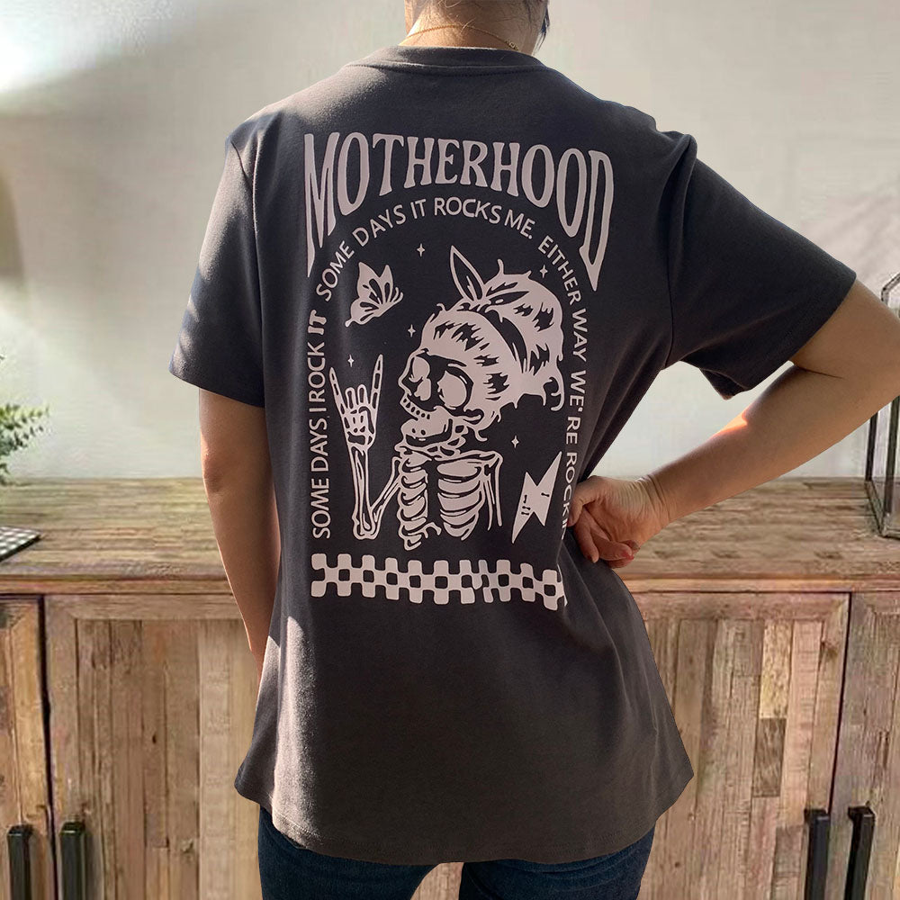 Motherhood Sometimes I Rock It Sometimes It Rocks Me Nursing T-shirt-LullabMommy