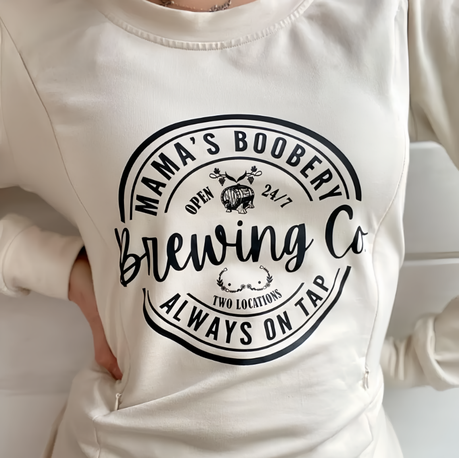 Funny Mama Boobery Brewing Co. Breastfeeding Sweatshirt