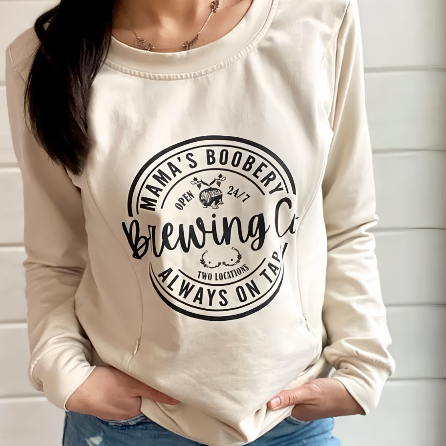 Funny Mama Boobery Brewing Co. Breastfeeding Sweatshirt