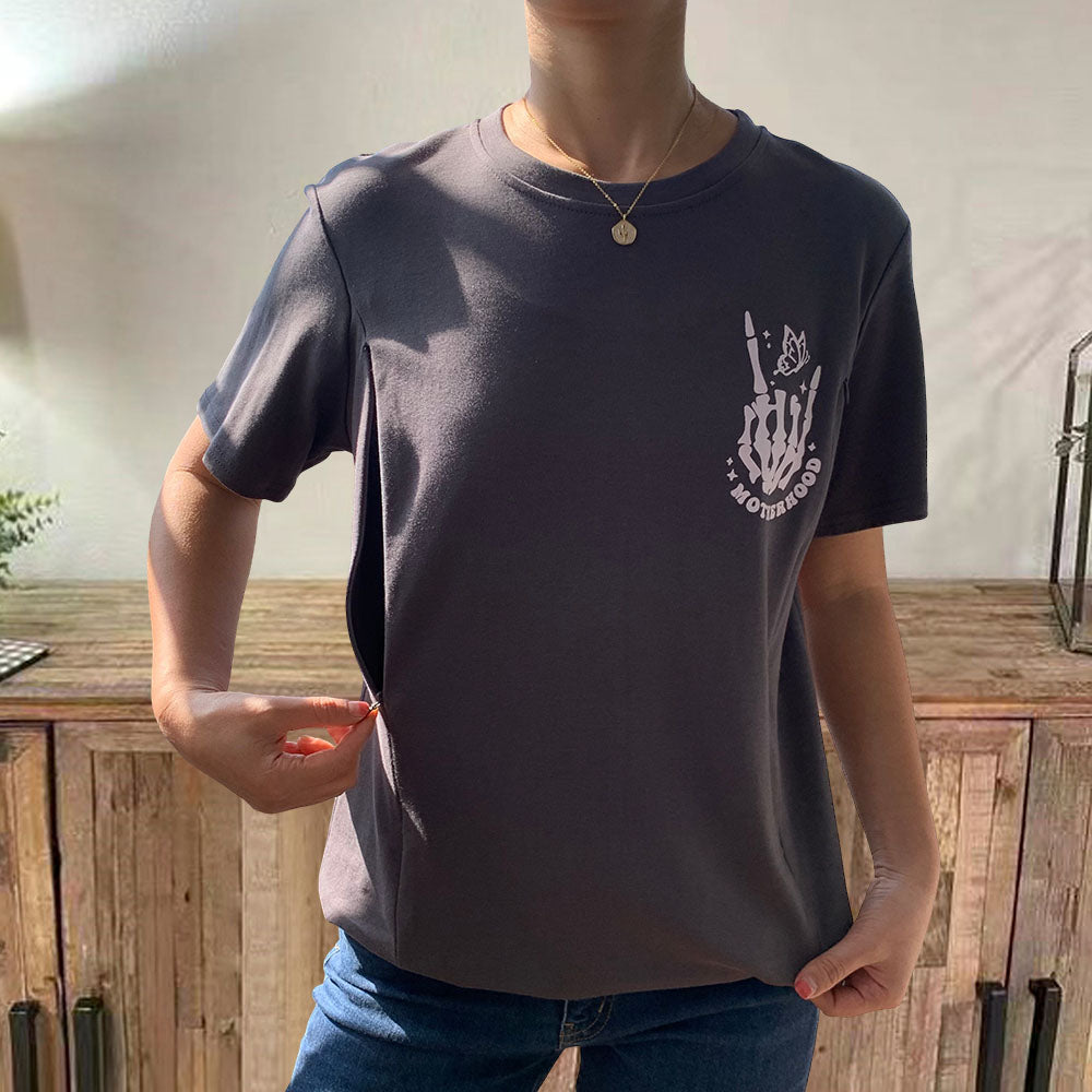 Motherhood Sometimes I Rock It Sometimes It Rocks Me Nursing T-shirt-LullabMommy