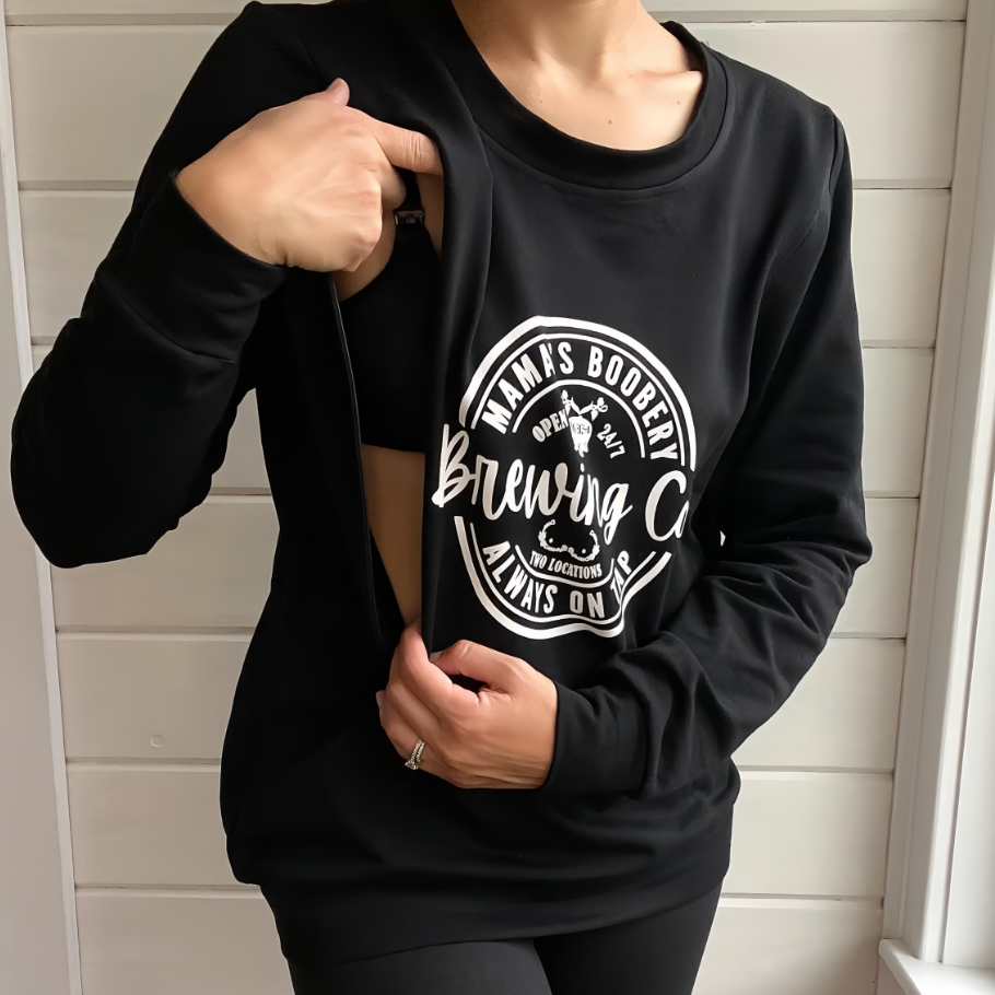 Funny Mama Boobery Brewing Co. Breastfeeding Sweatshirt