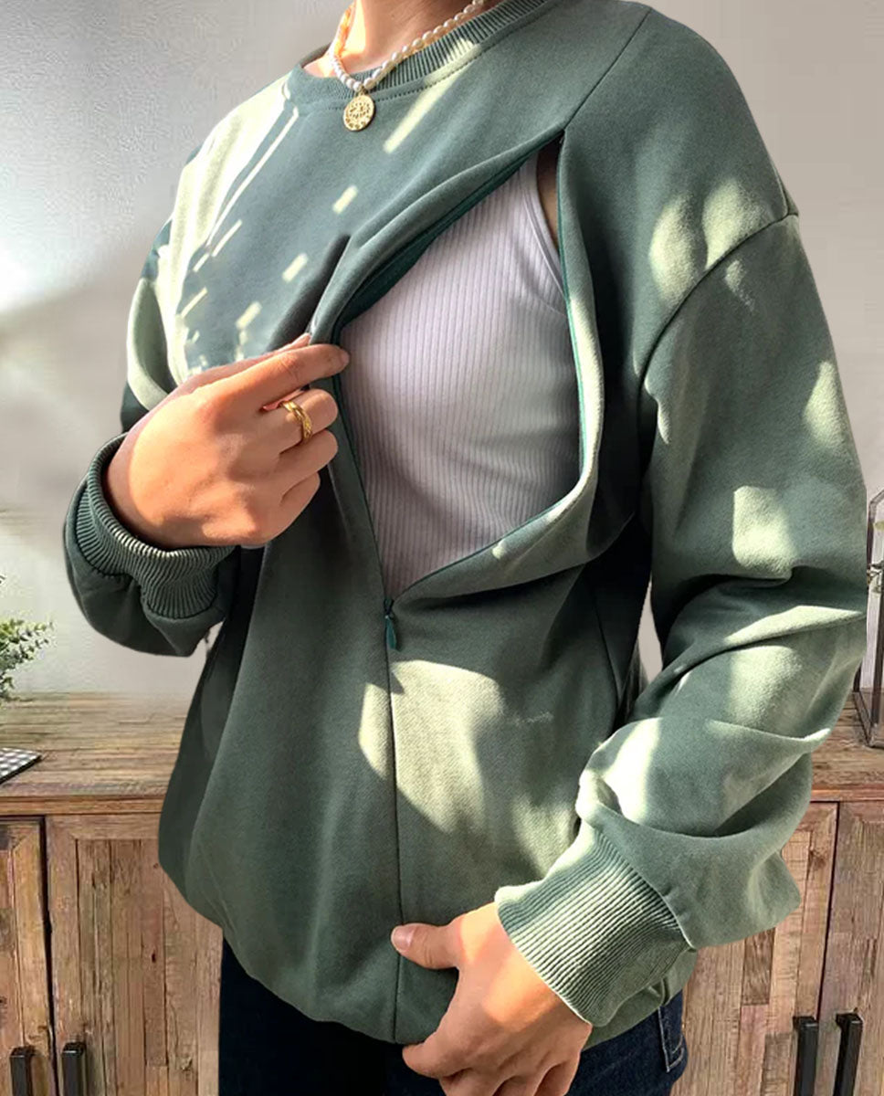 Mama's Solid Color Nursing Sweatshirt-LullabMommy