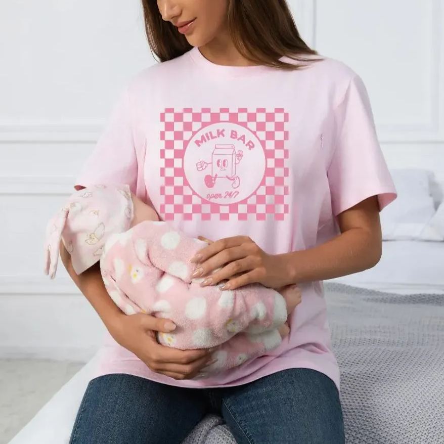 Checkered Milk Bar Carton Nursing Tee