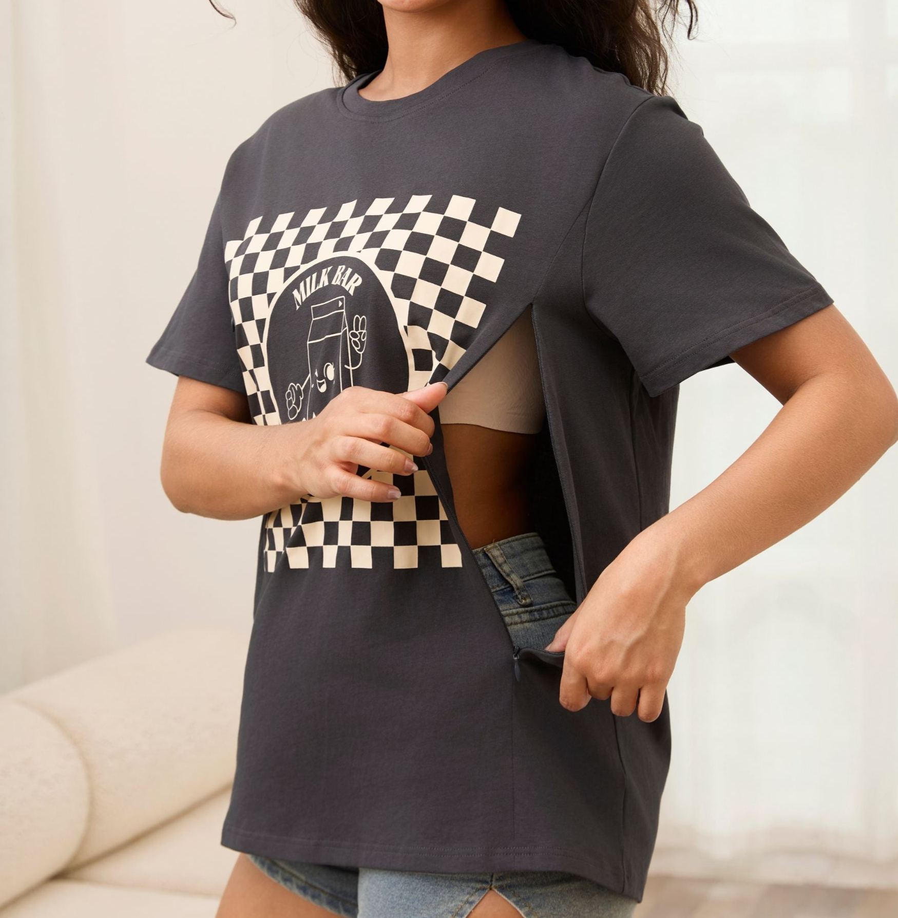 Checkered Milk Carton Nursing Tee