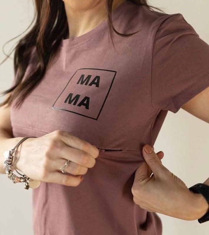 Mama Crew Neck Nursing T-shirt-LullabMommy