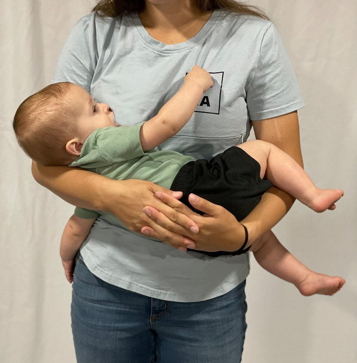 Mama Crew Neck Nursing T-shirt-LullabMommy