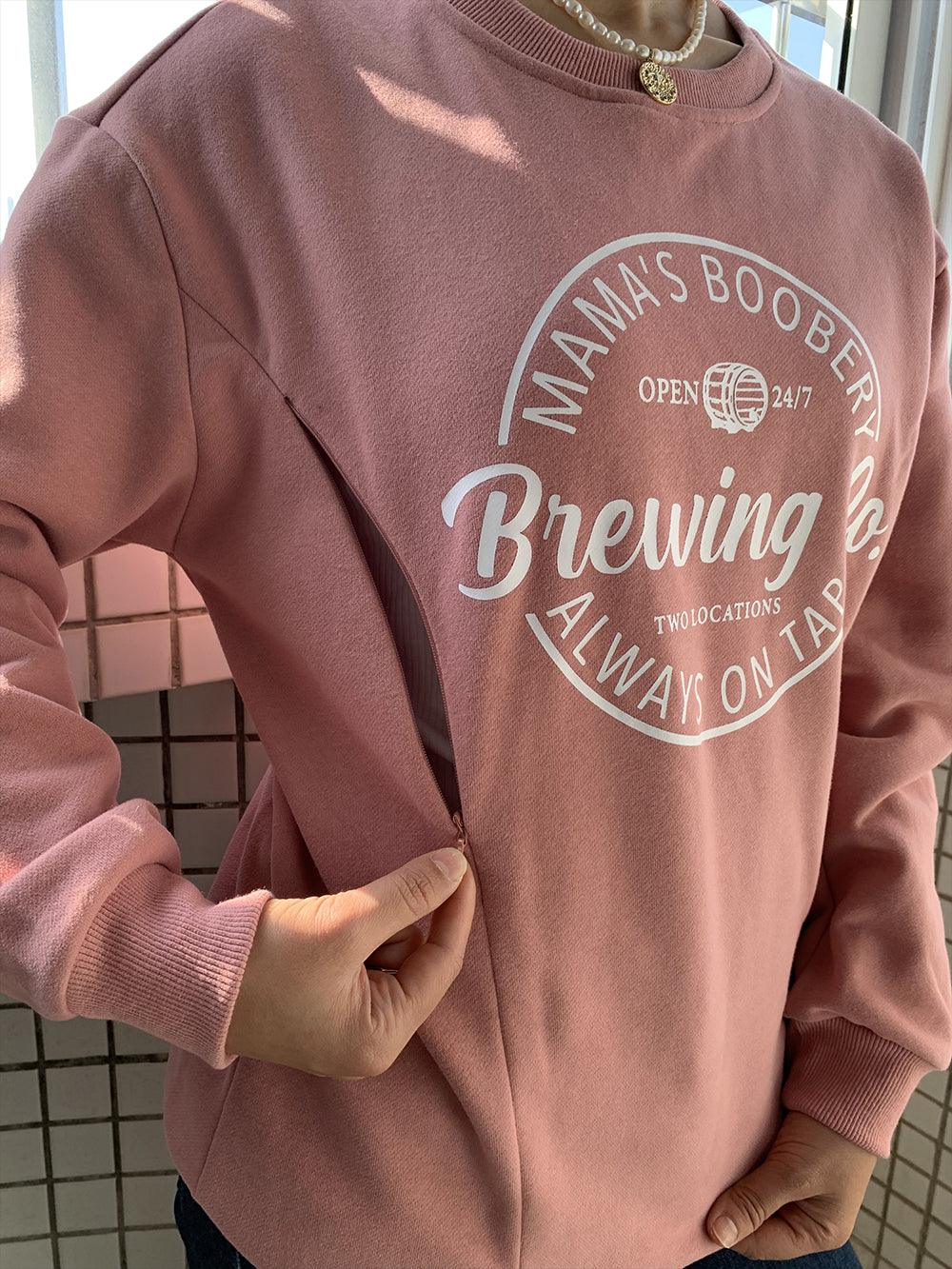 Mama's Boobery Zip Breastfeeding Sweatshirt-LullabMommy