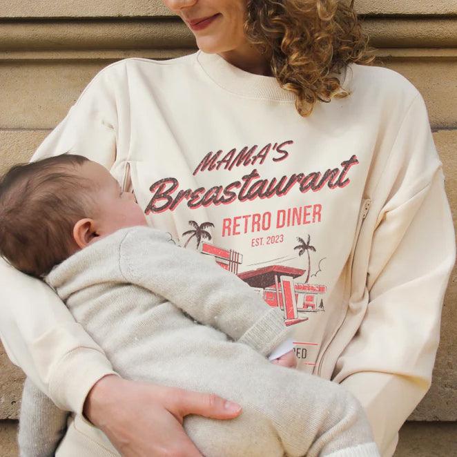 Mama's Breastaurant Breastfeeding Retro Sweatshirt-LullabMommy