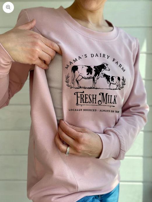 Mama's Dairy Farm Fresh Milk Breastfeeding Sweatshirt-LullabMommy