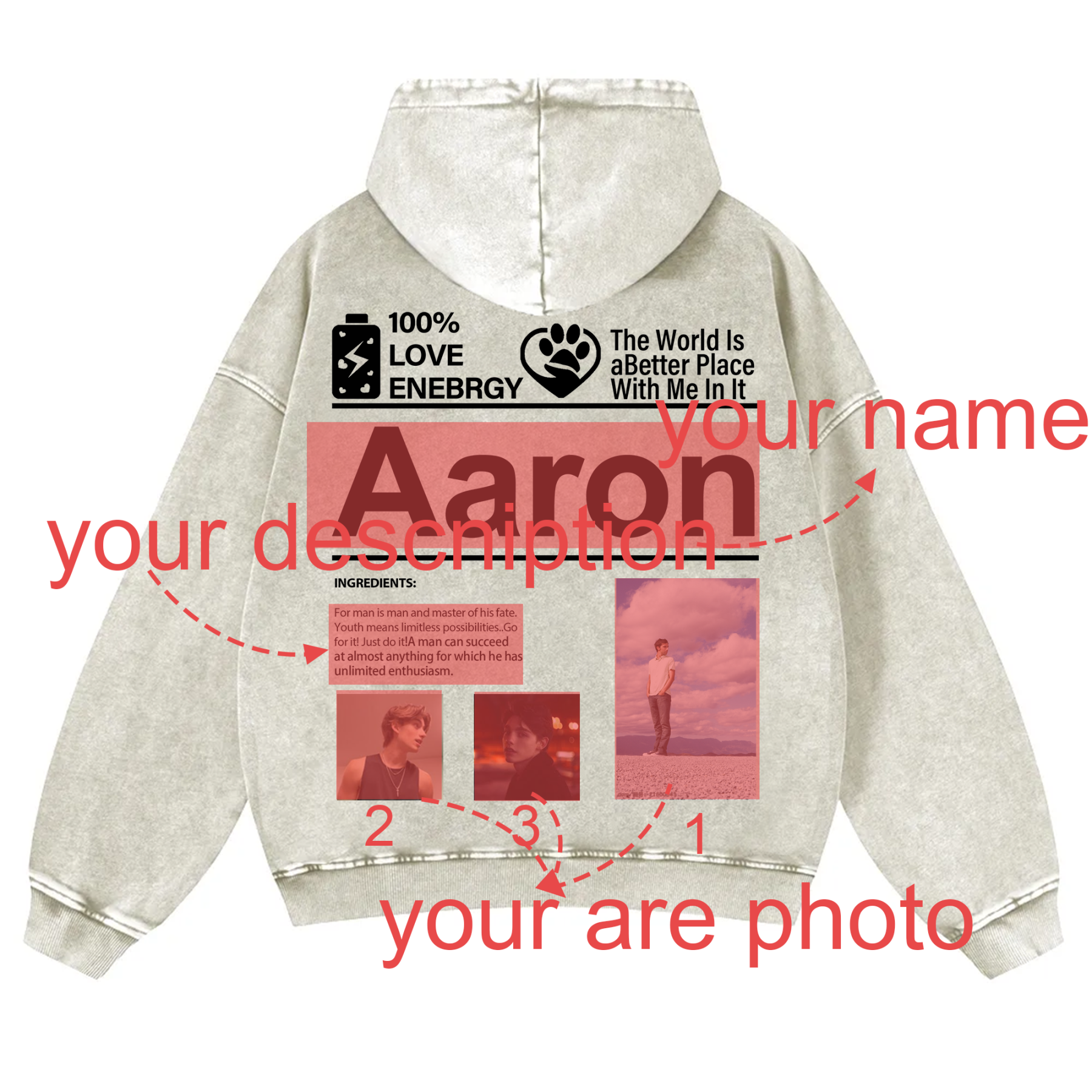 Design your own clothing pattern Unisex Fit Vintage Washed Hoodie