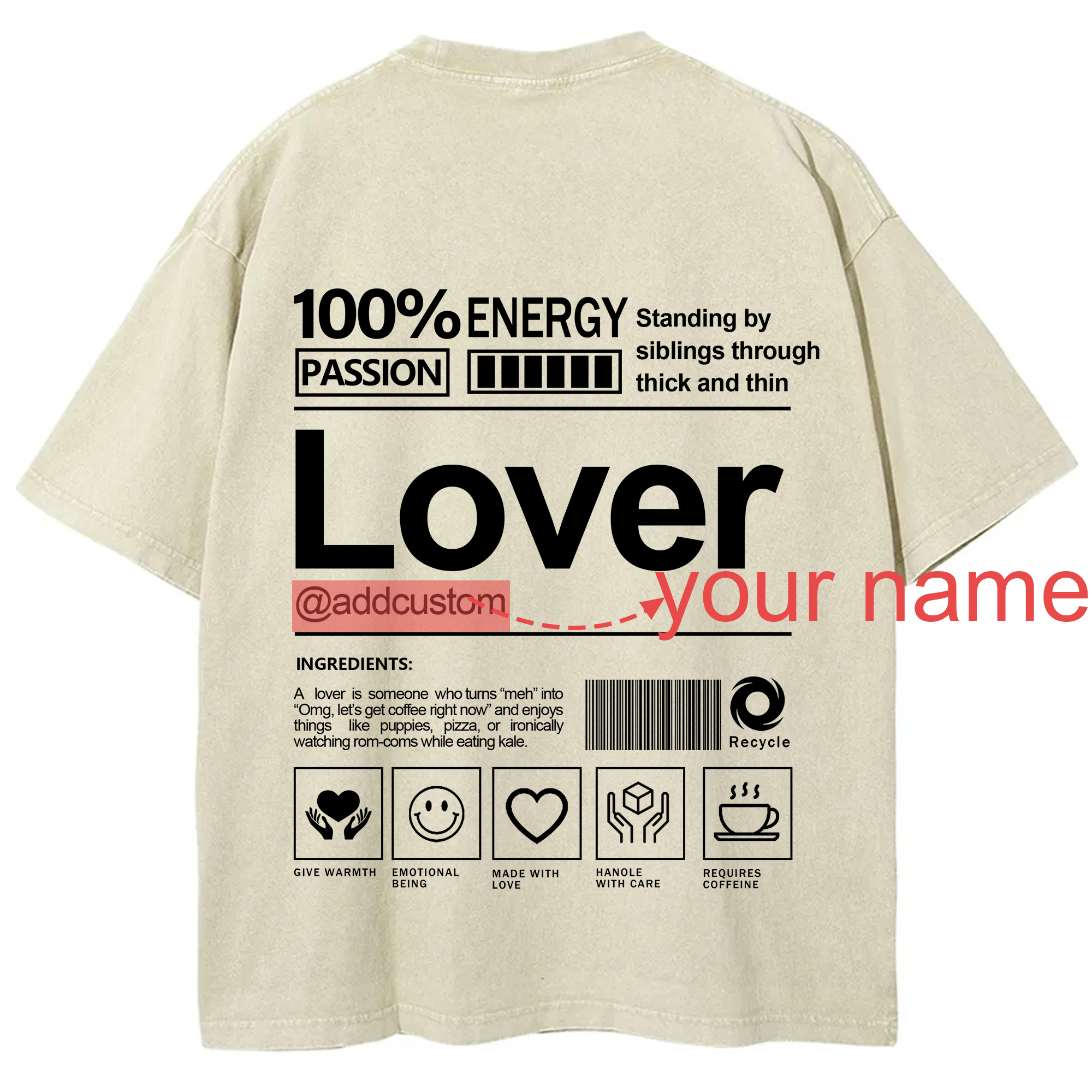 Lover Addcustom Washed T-Shirt