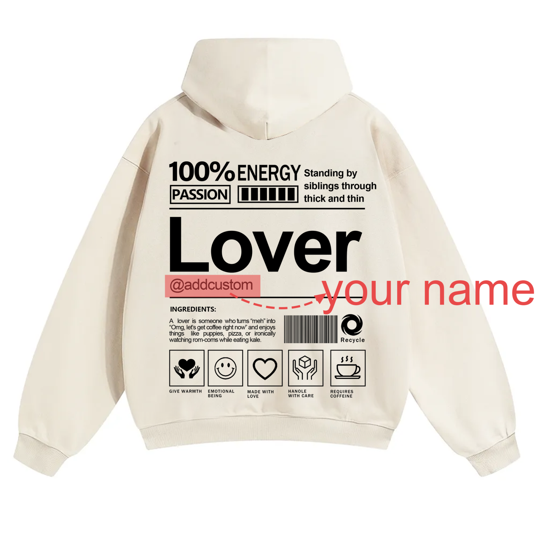 Lover Addcustom Solid Color Hoodie
