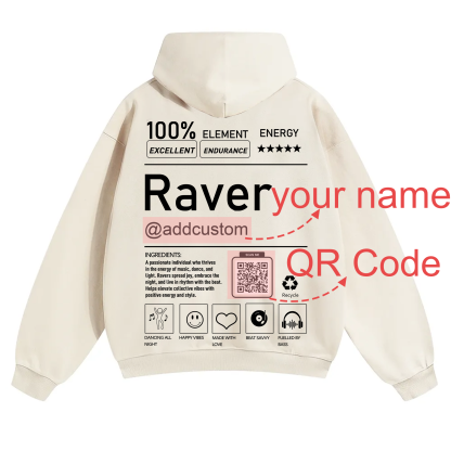 Addcustom QR Code Raver Solid Color Hoodie wearishow