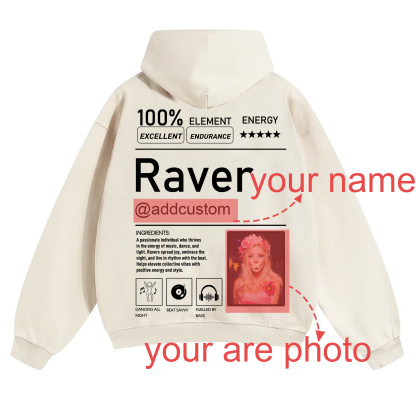 Addcustom Photo Raver Solid Color Hoodie wearishow
