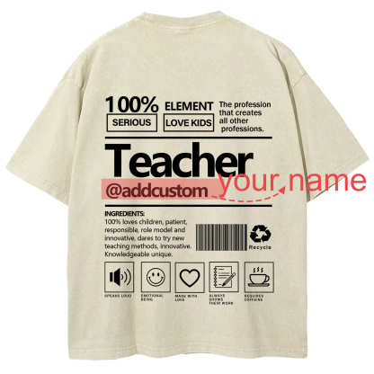 Teacher Addcustom Unisex Fit Washed T-Shirt wearishow