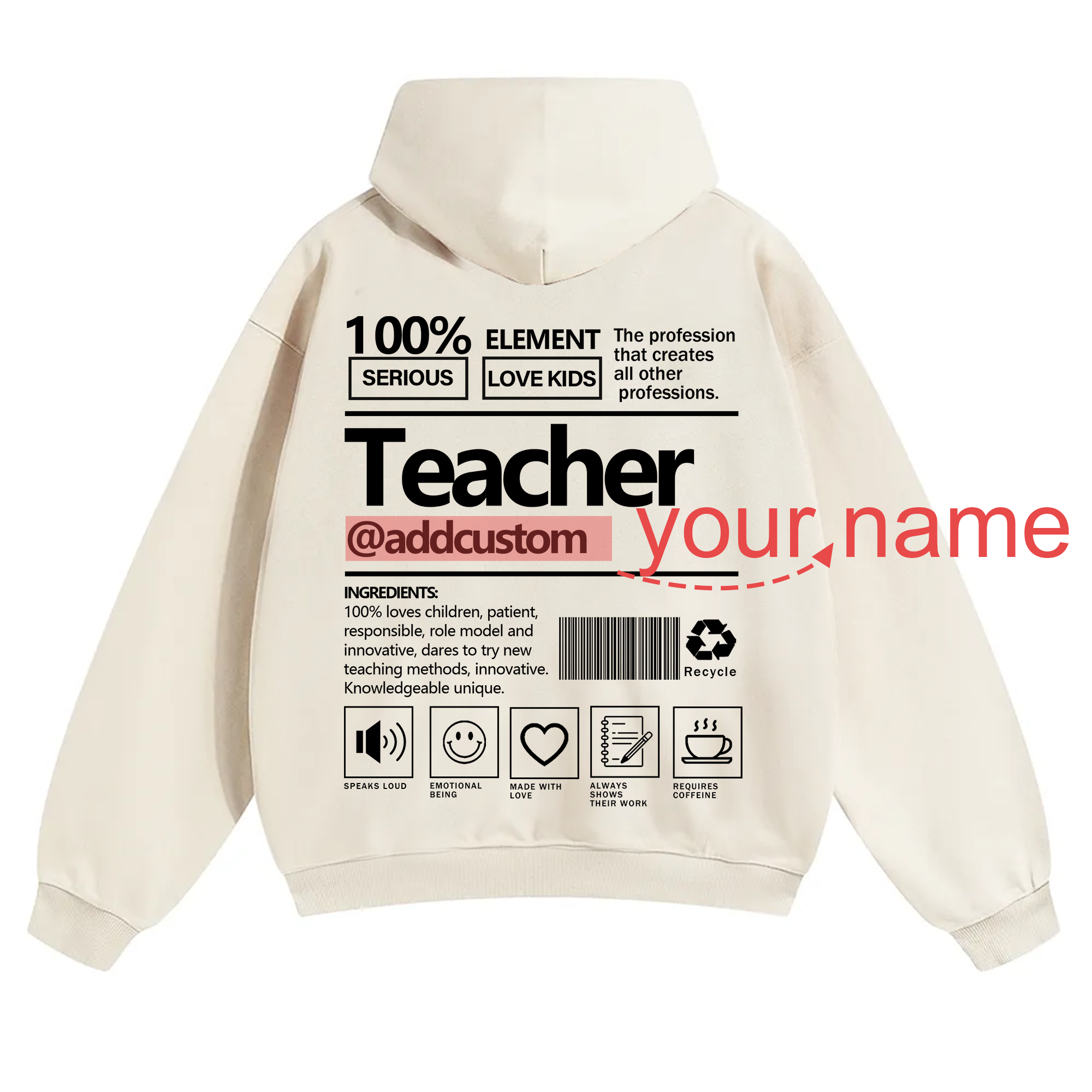 Teacher Addcustom Solid Color Hoodie wearishow