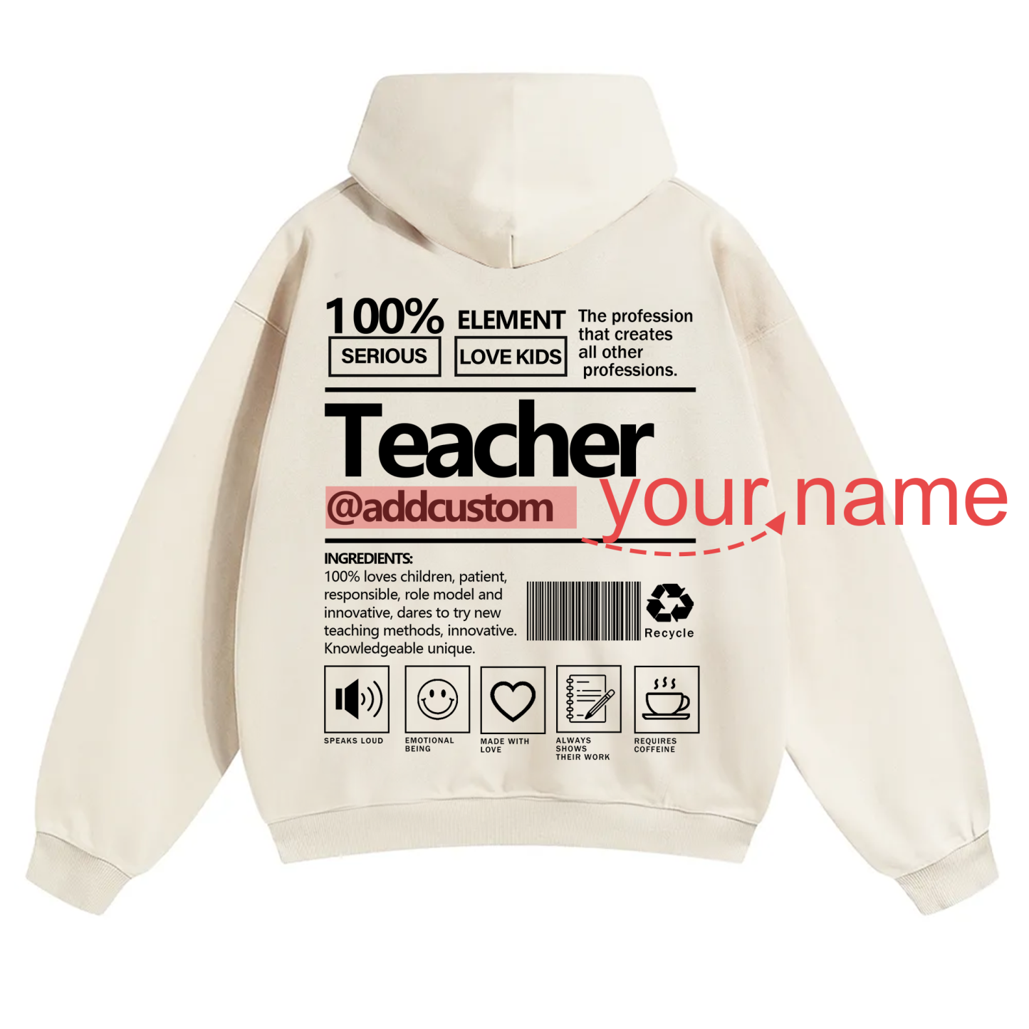Teacher Addcustom Solid Color Hoodie wearishow
