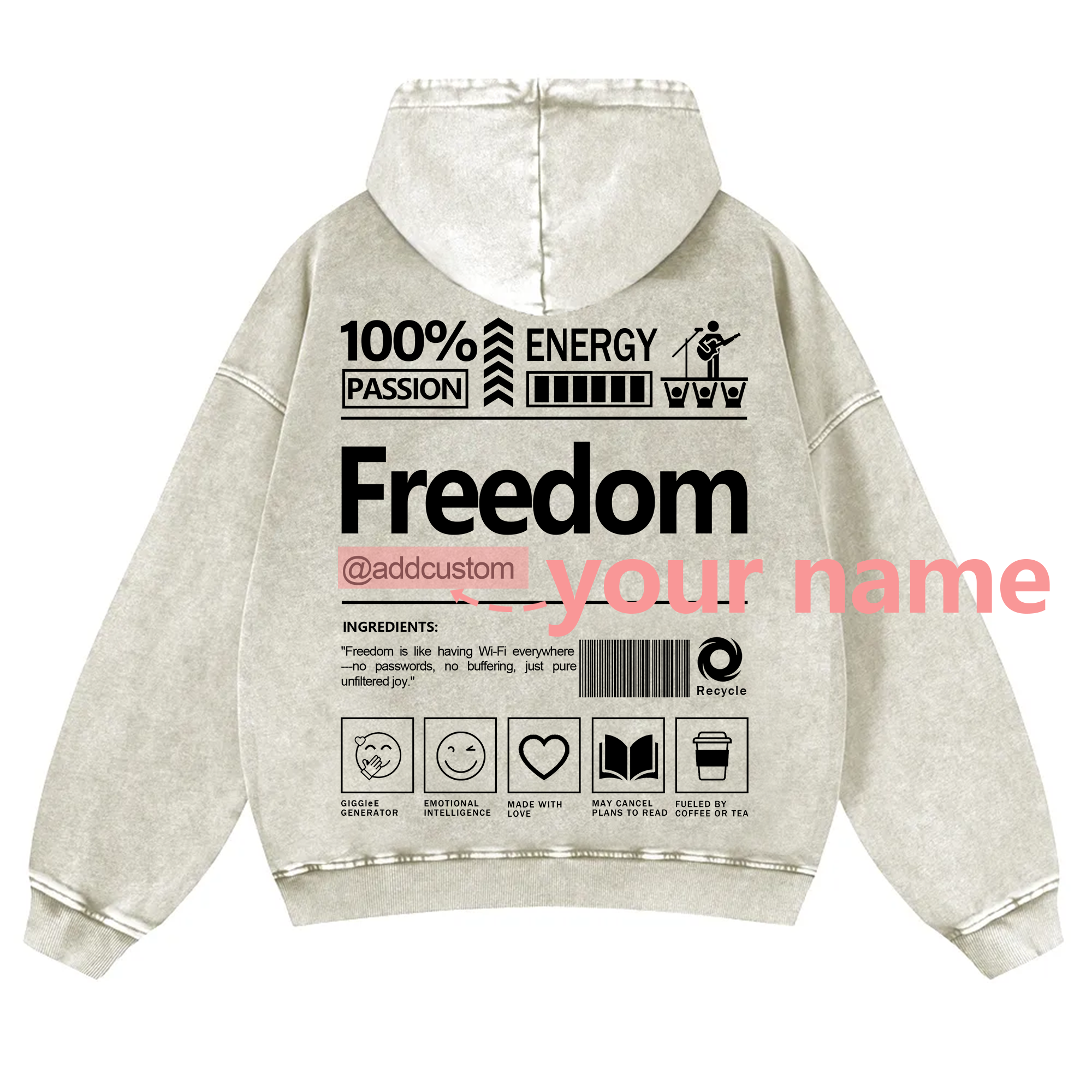 Freedom Addcustom  Vintage Washed Hoodie