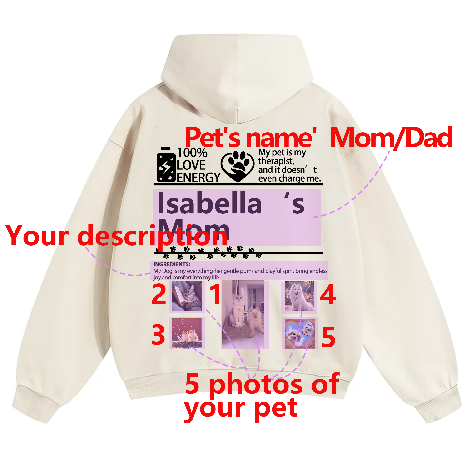 Pets Photos Creative Customized Unisex Hoodie