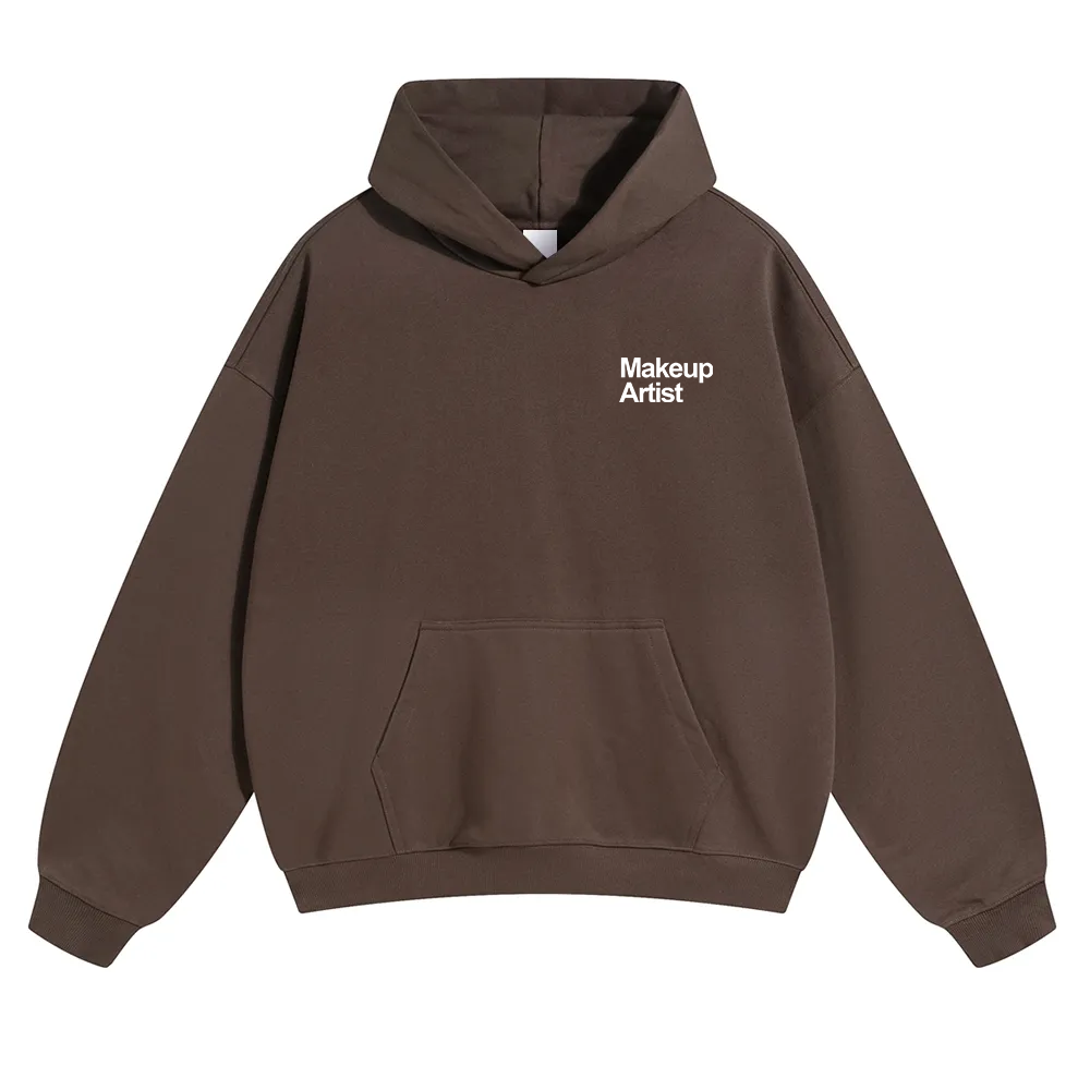 Wearishow Makeup Artist Addcustom QR Code Solid Color Hoodie