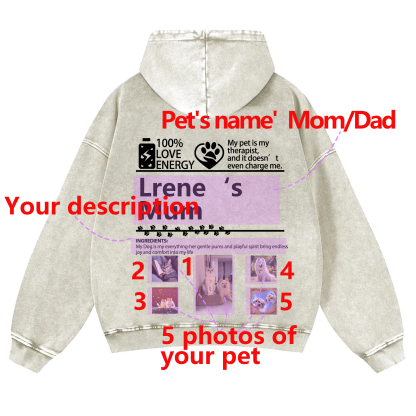 Pets Photos Creative Customized Unisex Washed Hoodie