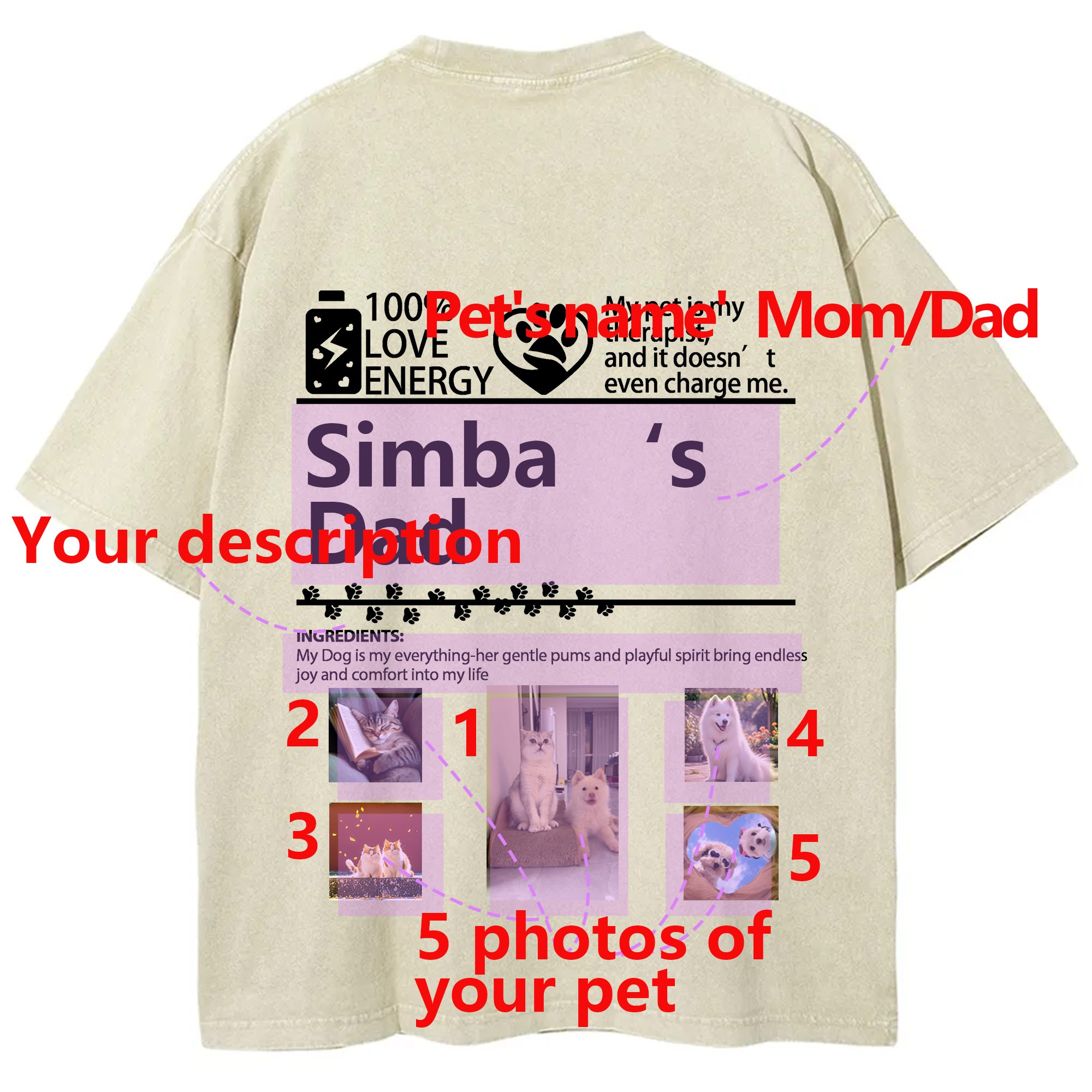 Pets Photos Creative Customized Unisex T-shirt