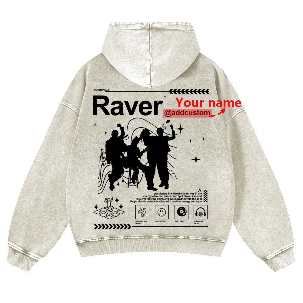 Addcustom Raver Washed Hoodie wearishow