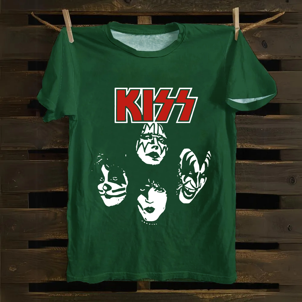 Unisex Cotton Kiss Rock Heavy Metal Band T-Shirt