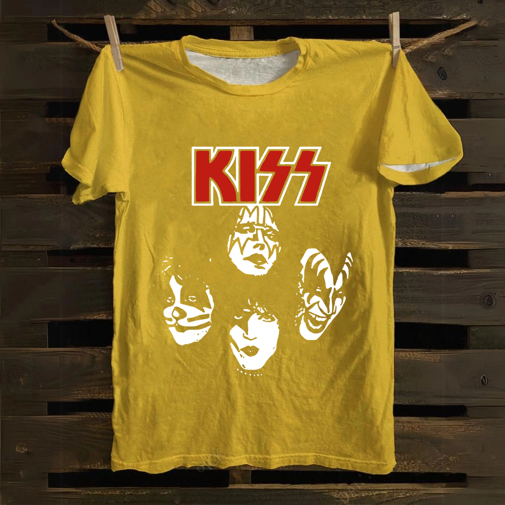 Unisex Cotton Kiss Rock Heavy Metal Band T-Shirt
