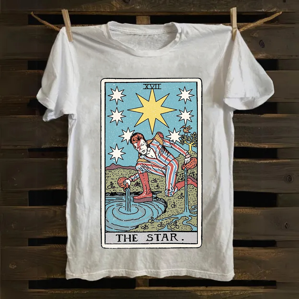 Unisex Vintage The Star David Bowie Tarot Card Cotton T-Shirt