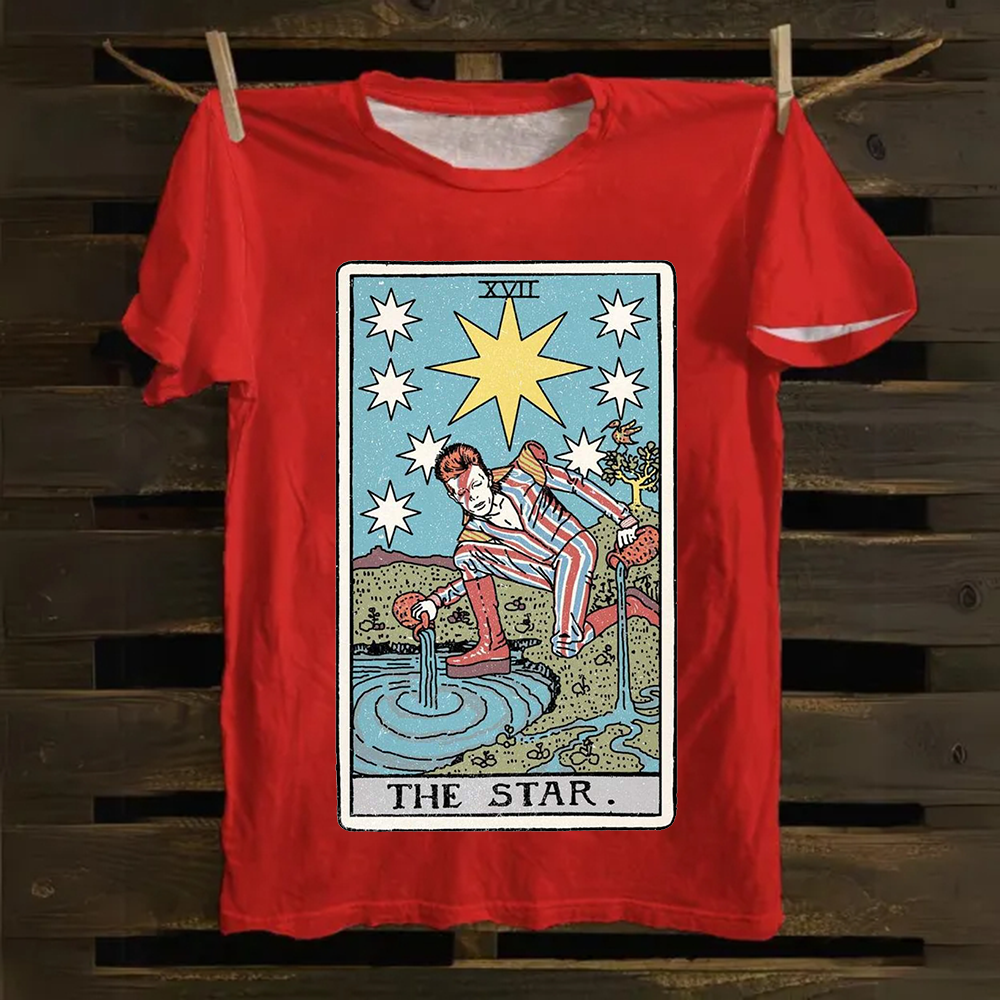 Unisex Vintage The Star David Bowie Tarot Card Cotton T-Shirt