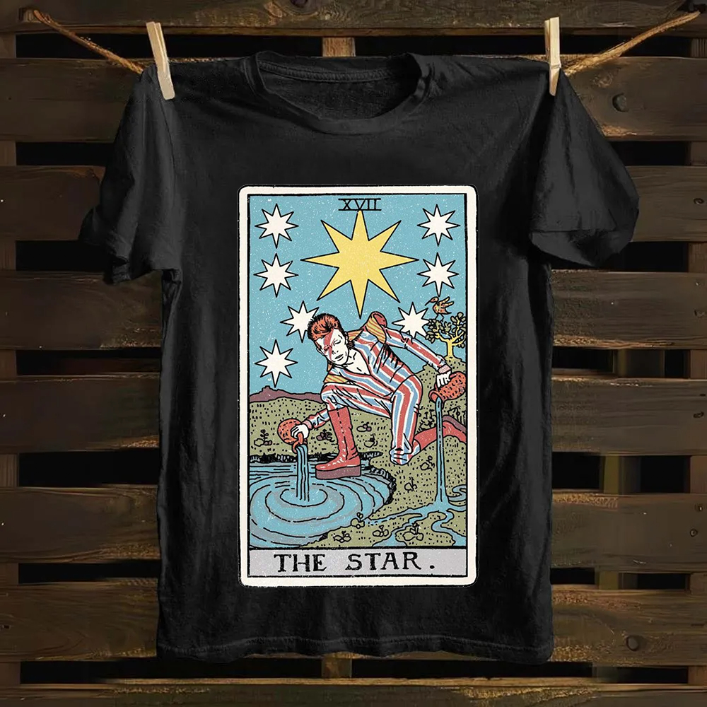 Unisex Vintage The Star David Bowie Tarot Card Cotton T-Shirt