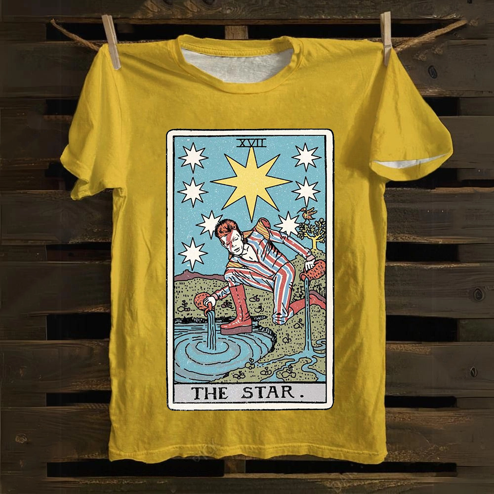 Unisex Vintage The Star David Bowie Tarot Card Cotton T-Shirt