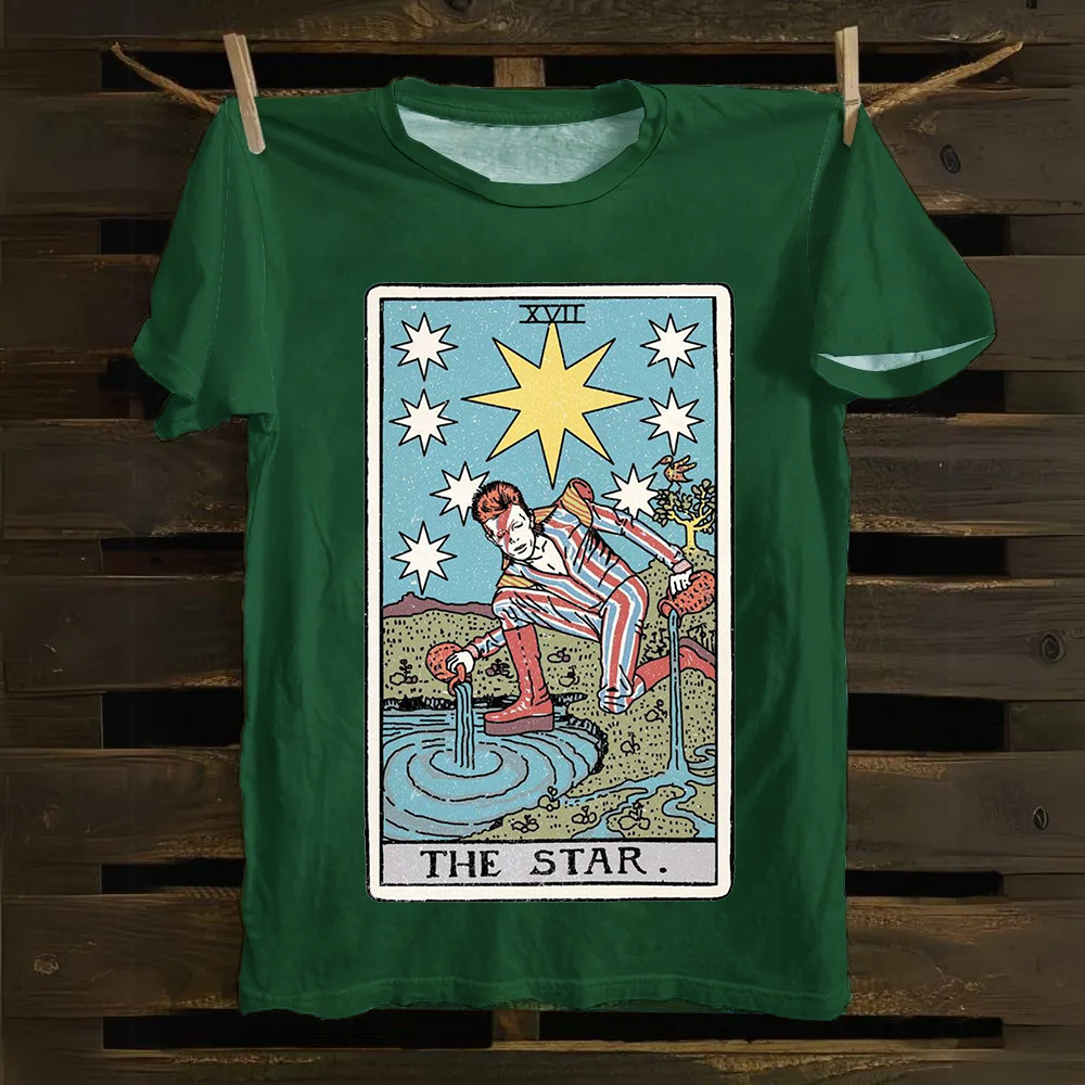 Unisex Vintage The Star David Bowie Tarot Card Cotton T-Shirt