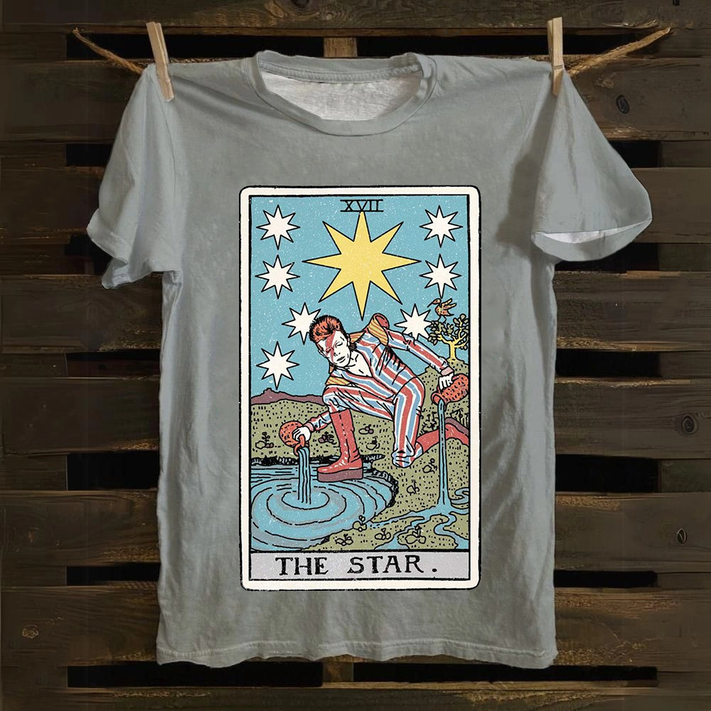 Unisex Vintage The Star David Bowie Tarot Card Cotton T-Shirt