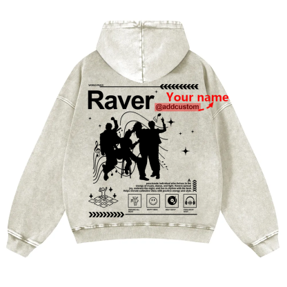 Addcustom Raver Washed Hoodie wearishow