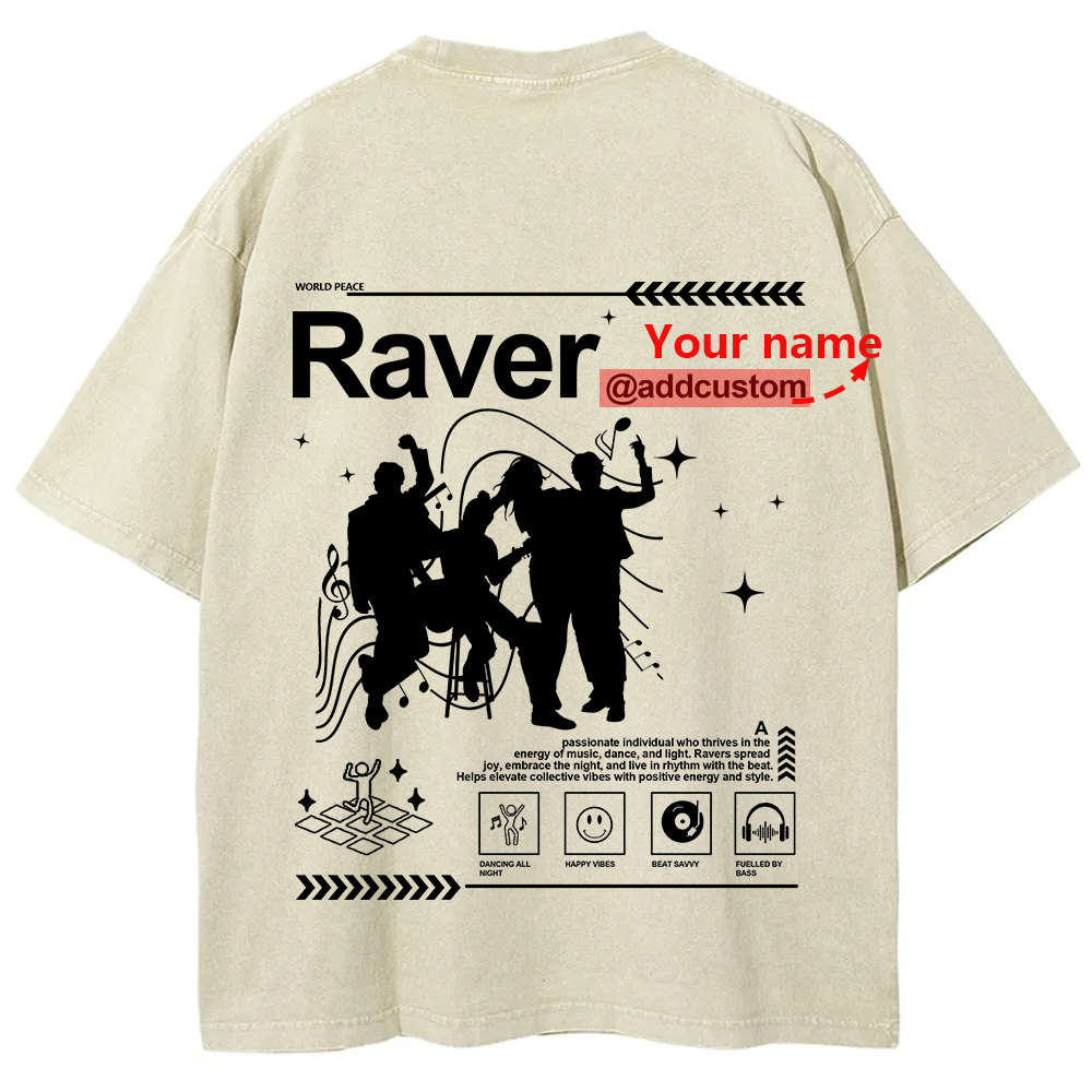 Addcustom Raver Unisex Fit Washed T-Shirt