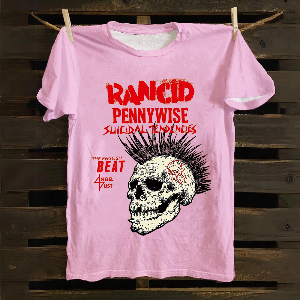 Rancid Skull Print Casua cotton T-Shirt