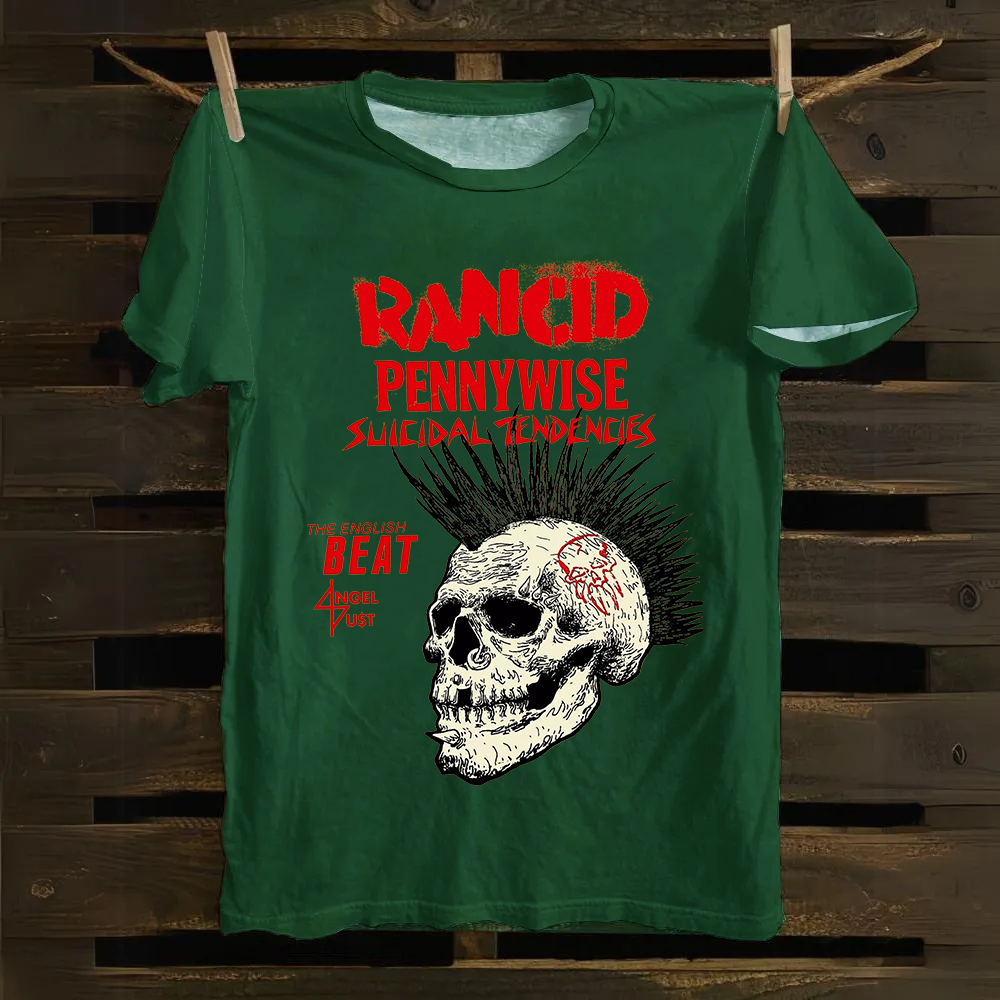 Rancid Skull Print Casua cotton T-Shirt