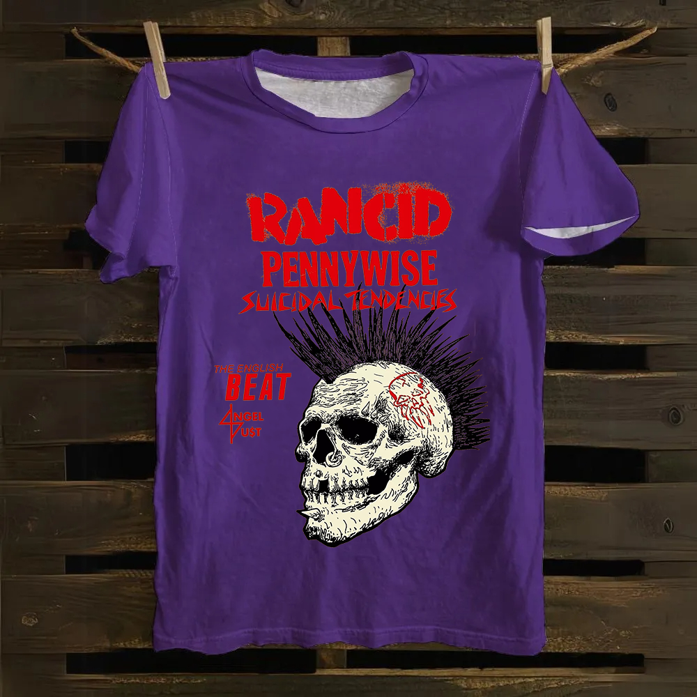 Rancid Skull Print Casua cotton T-Shirt